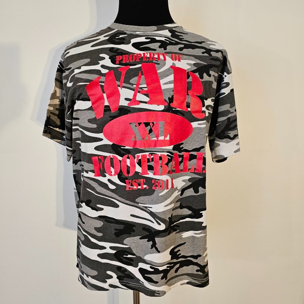 CODE V PROPERTY OF WAR XXL FOOTBALL EST. 2011 CAMOUFLAGE ADULT T SHIRT - SIZE XL